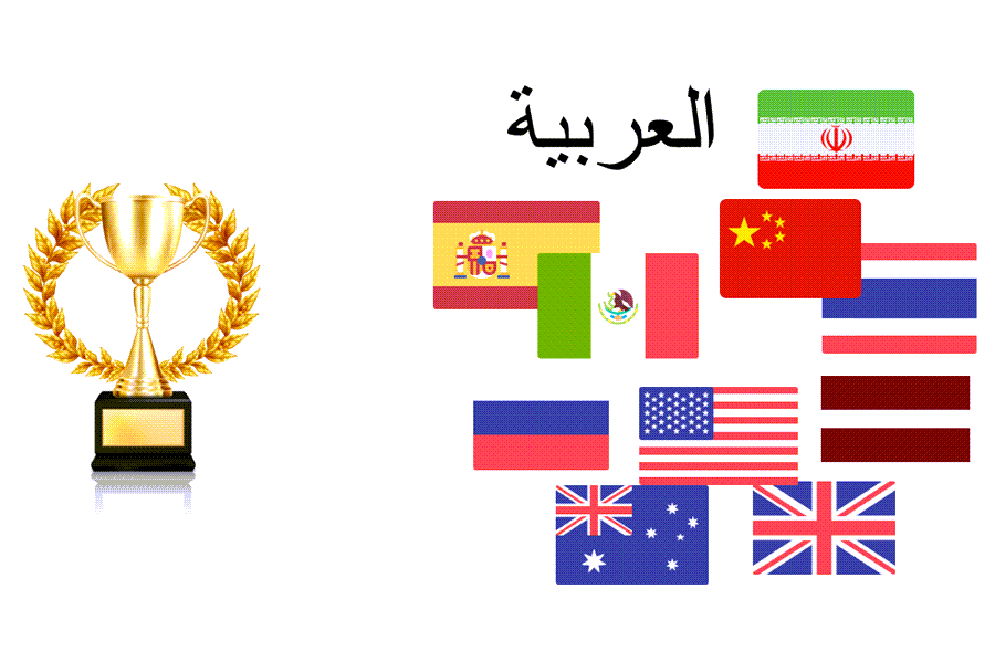 Trophy with multiple national flags