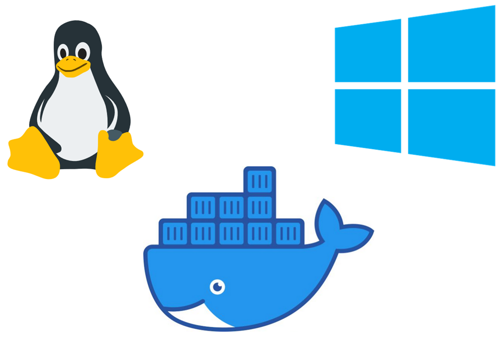 Linux, Docker, Windows icons