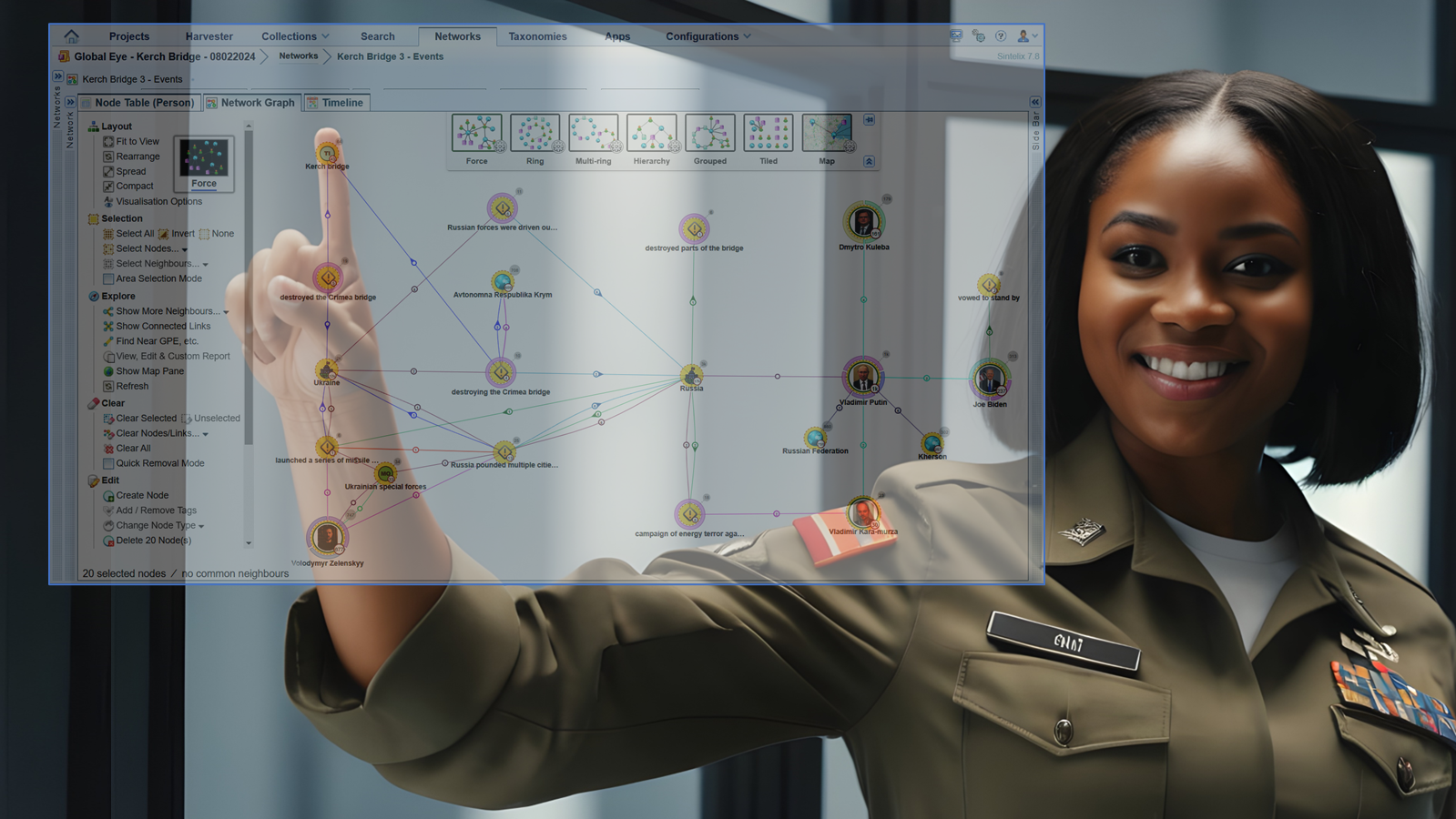 Intelligence army officer using Sintelix via a touch screen