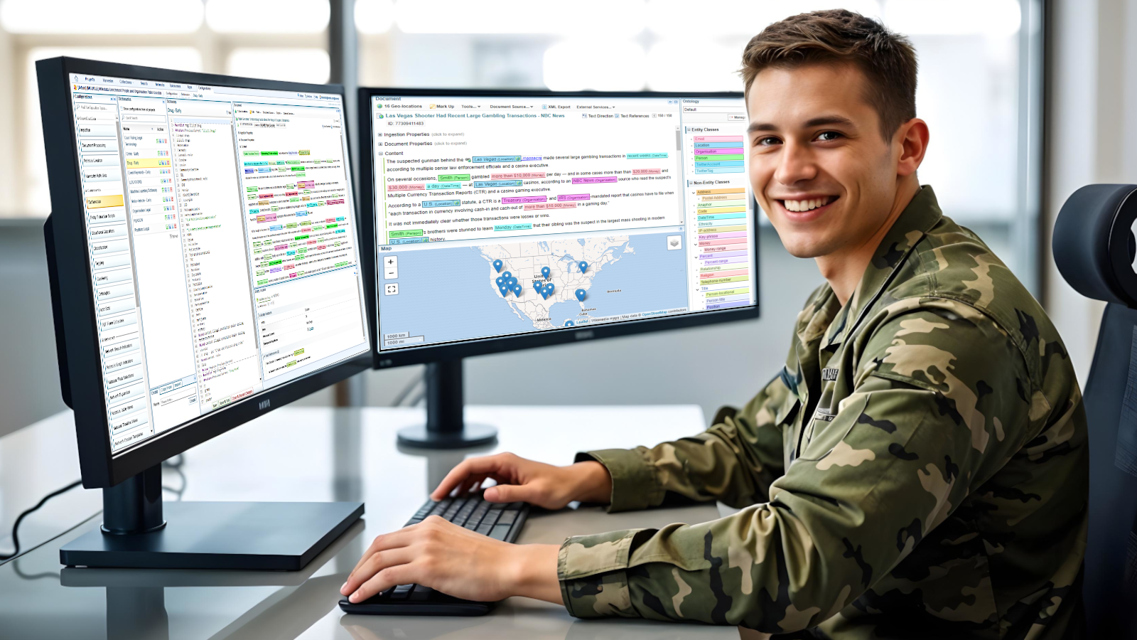Smiling female analyst using Sintelix 7